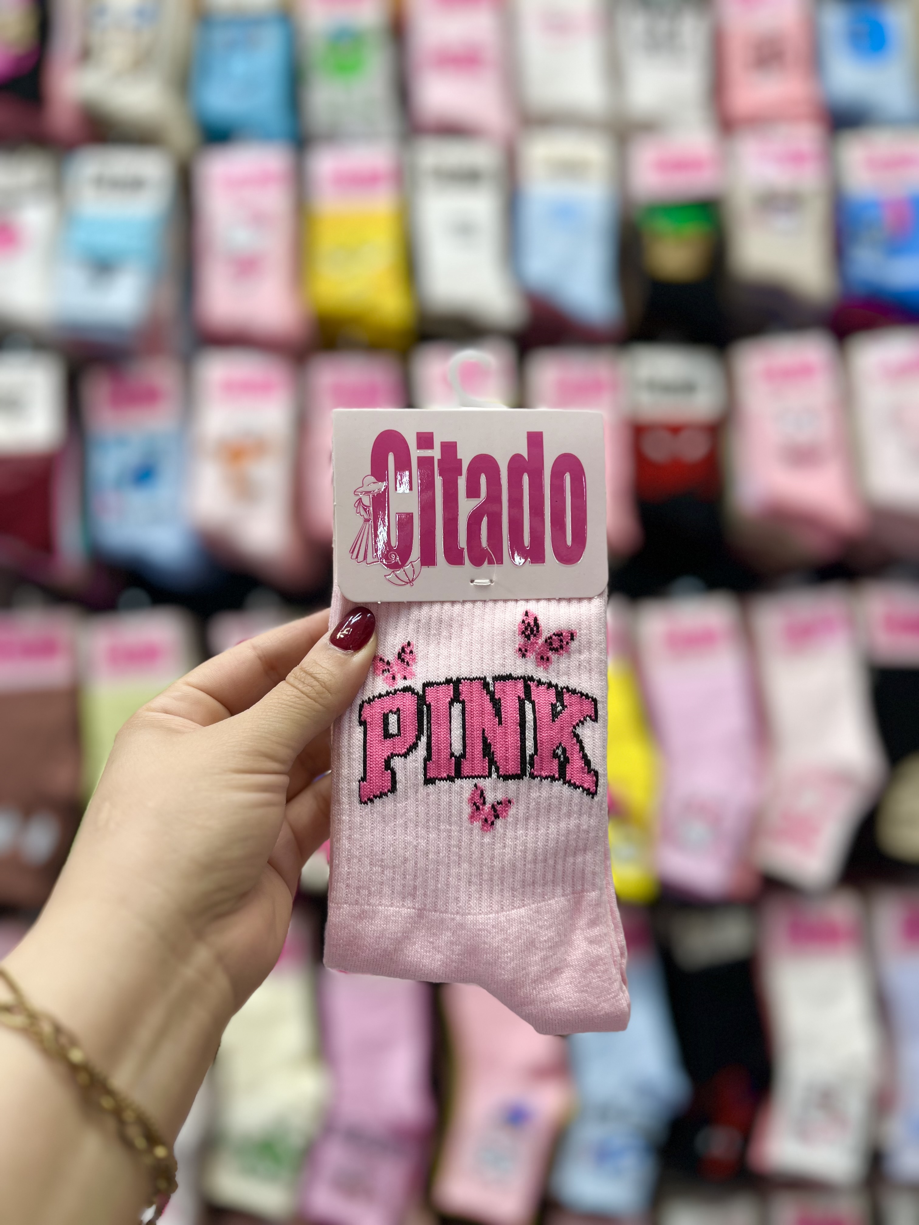 جوراب ساق بلند سیتادو طرح PINK از سایز ۳۷ تا ۴۴