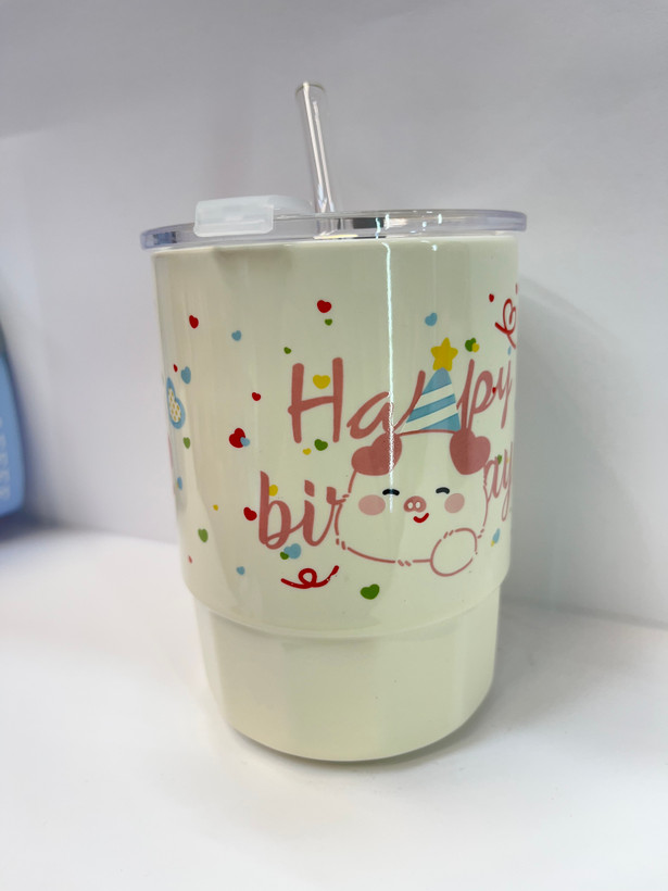 ماگ وارداتی سرامیکی تولدی با درب سه حالته (نیدار-آسان نوش دار و معمولی)