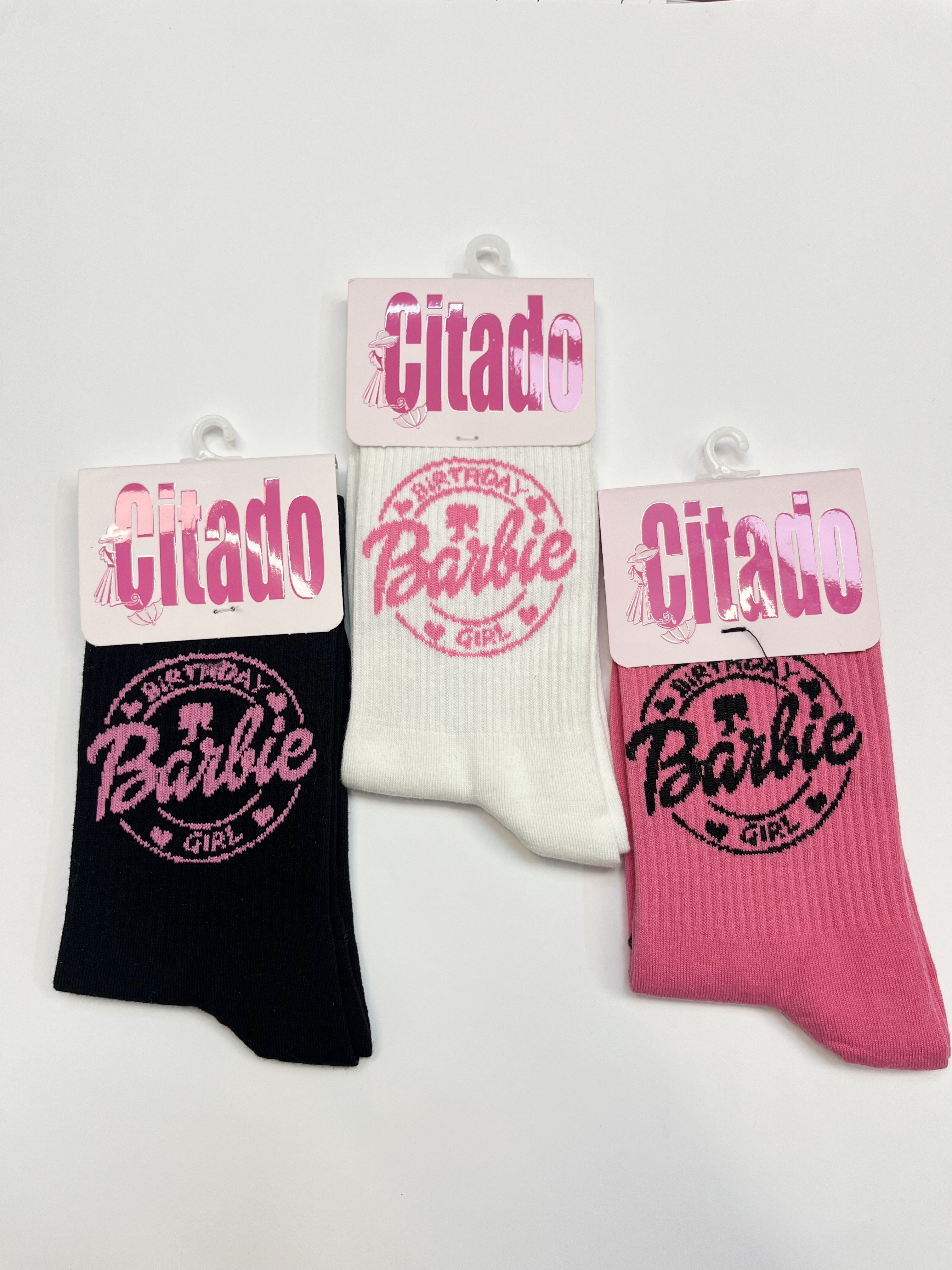 جوراب ساق بلند سیتادو ۳ رنگ طرح باربی (barbie) کد ۶ از سایز ۳۶ تا ۴۴